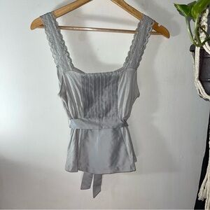 Merona metallic Light Gray Lace Trim Top Maxmalist
